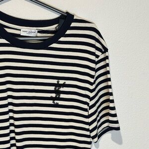 Saint Laurent Black and White Striped Tee